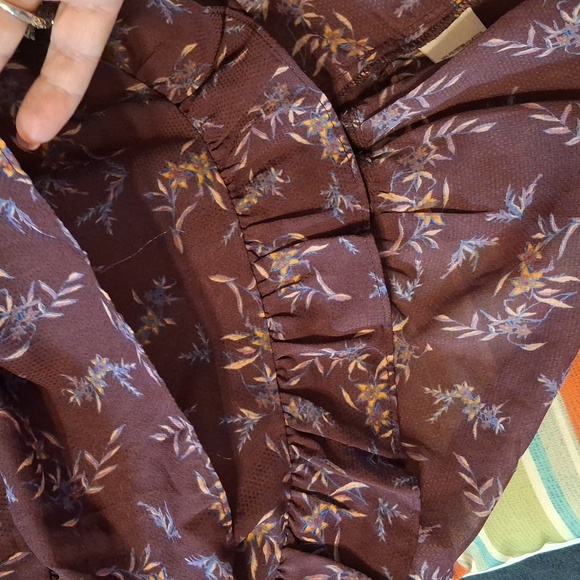 Free People Purple Floral Boho Off-Shoulder Babydoll Top Sz S - Picture 6 of 6